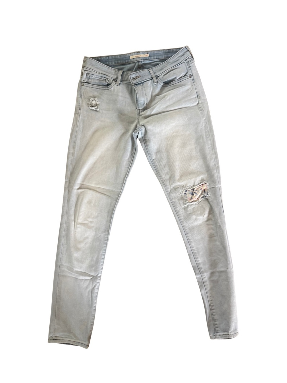 Levi's Light Gray Distressed Skinny Jeans